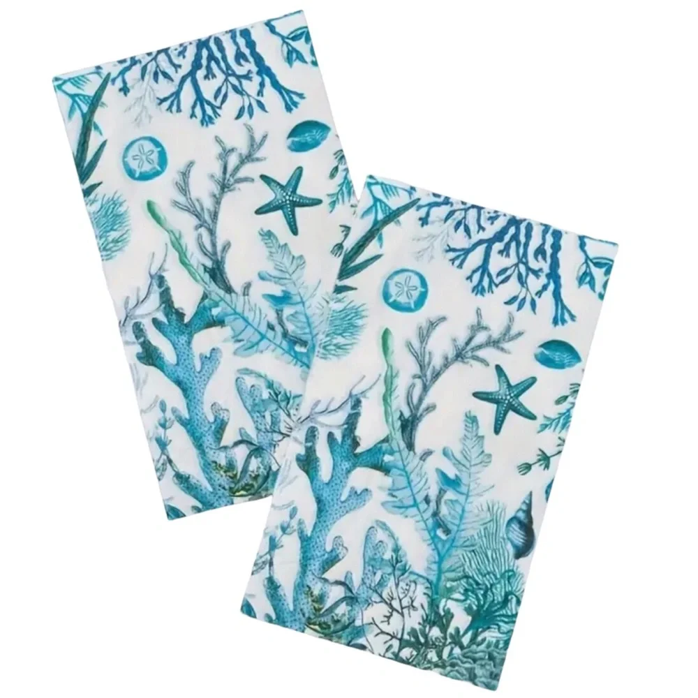 Two (2) Individual Ocean Sea Life Themed Guest Towel Sz Paper Decoupage Napkins